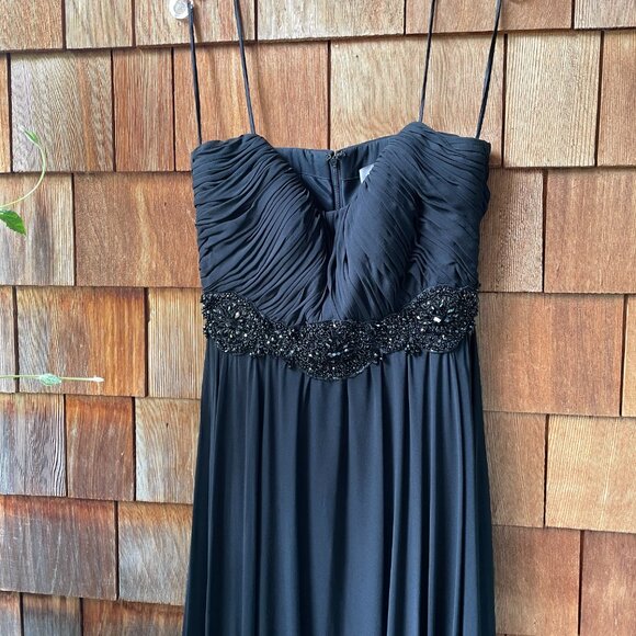 EUC Theia Black Beaded Fit and Flare Flowy Gorgeous Gown - Women's 10 - Picture 5 of 13